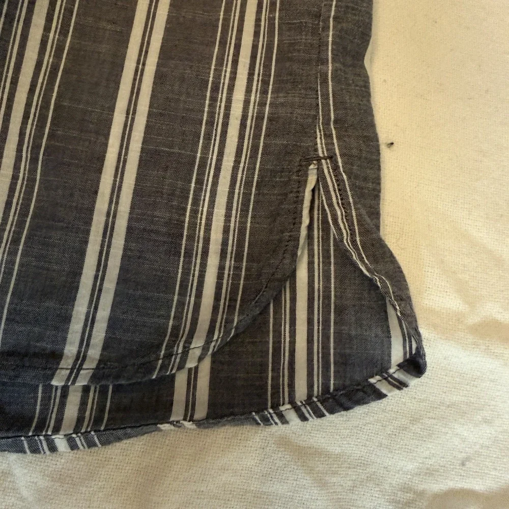 Shirt Dress Blue White‎ Stripe Collared Long Sleeve Button Up Casual Women's S-M